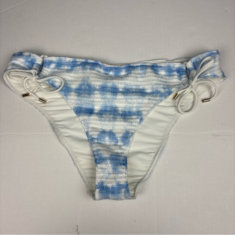 Aerie Women's XL Bikini Bottom Blue White Knit Tie Dye Swimsuit New with Tags